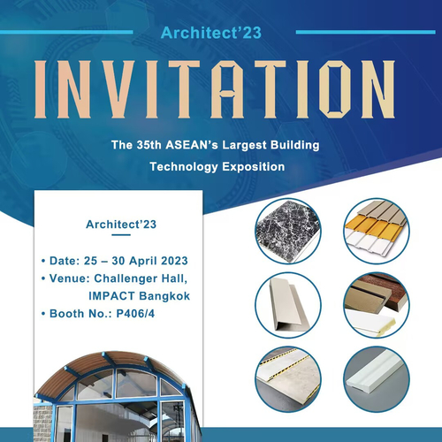 Dernières nouvelles de l'entreprise Nous nous occuperons d'Architect'23 - de la trente-cinquième l'exposition de technologie de la construction ASEAN en Thaïlande.