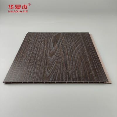 Vente en gros de panneaux muraux en Pvc à grain de bois foncé résistant à l'humidité Panneaux de plafond en Pvc Décoration de bureau