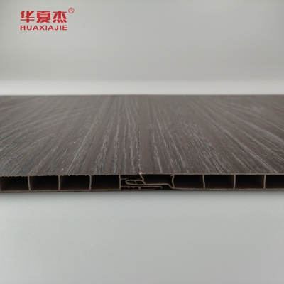 Vente en gros de panneaux muraux en Pvc à grain de bois foncé résistant à l'humidité Panneaux de plafond en Pvc Décoration de bureau