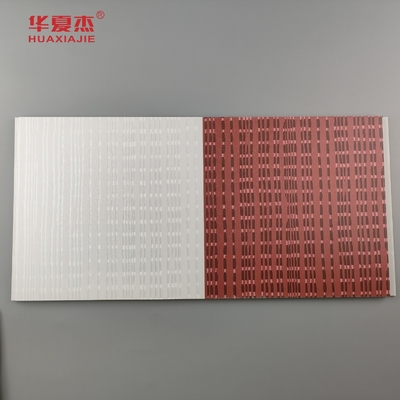 Panneau mural en pvc de design moderne en pvc laminé couleur gris et rouge pour la décoration de l'hôtel